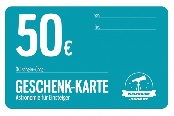 Weltraum-Shop.de Geschenk-Karte im Wert von 50 Euro (per E-Mail)